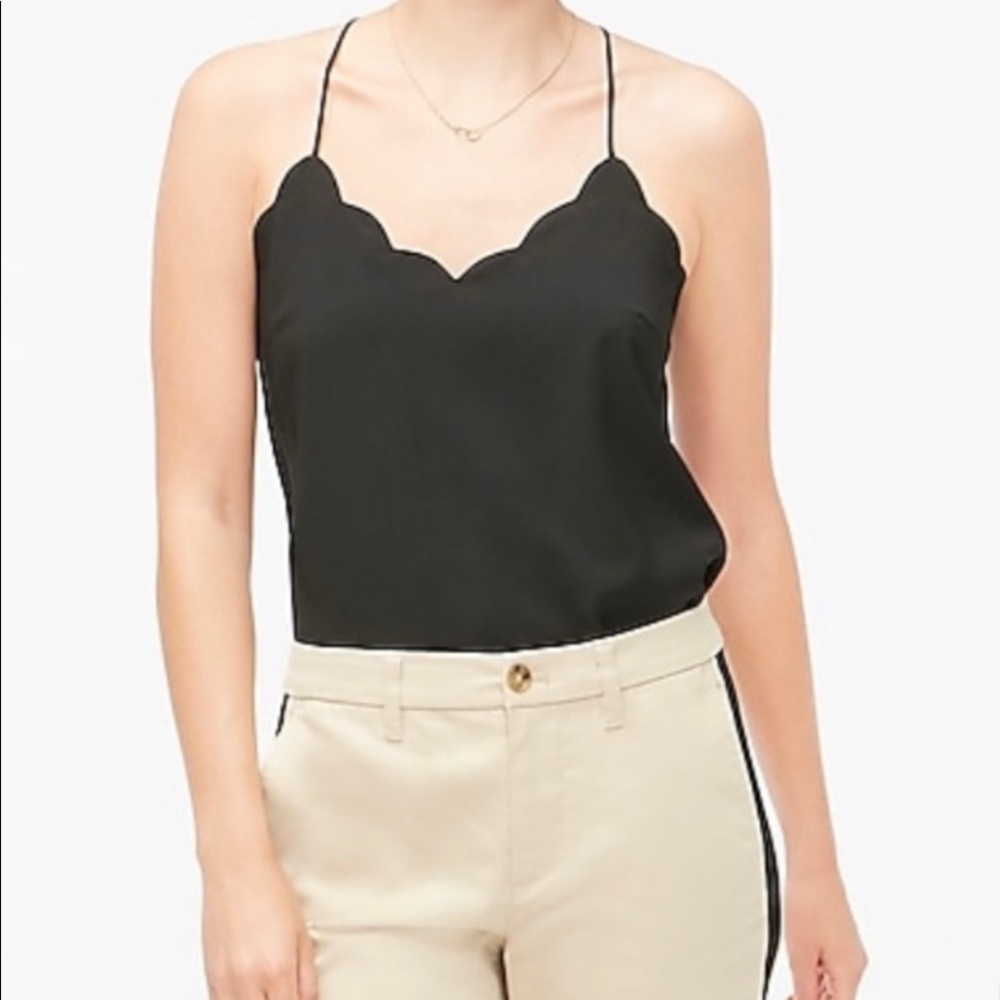 J Crew Black Scalloped Cami